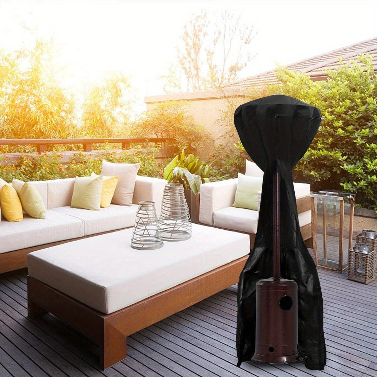 Durable Outdoor Heater Cover - Protects Against UV Rays and Wind, Made from Black Oxford Fabric, 86.36cm x 48.26cm x 241.3cm - Ideal for Vertical Patio Heaters, Provides Weatherproof Protection