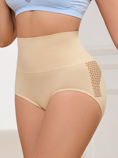 ZIMI COLLECTION Seamless High-Waist Shaping Panties with Tummy Control & Butt Lift, Breathable Mesh Detail, Comfortable Daily Wear - Nylon & Elastane Blend