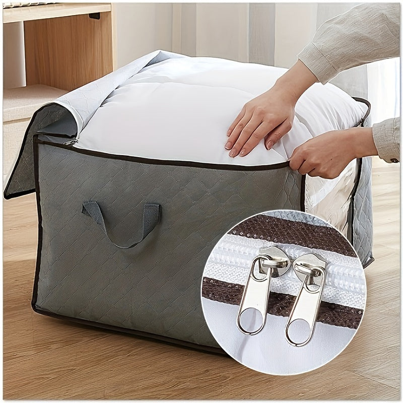 Large Foldable Storage Bag with Zipper Closure - Perfect for Blankets, Bedding, and Comforters - Versatile Organizer for Home Organization and Under-Bed Storage