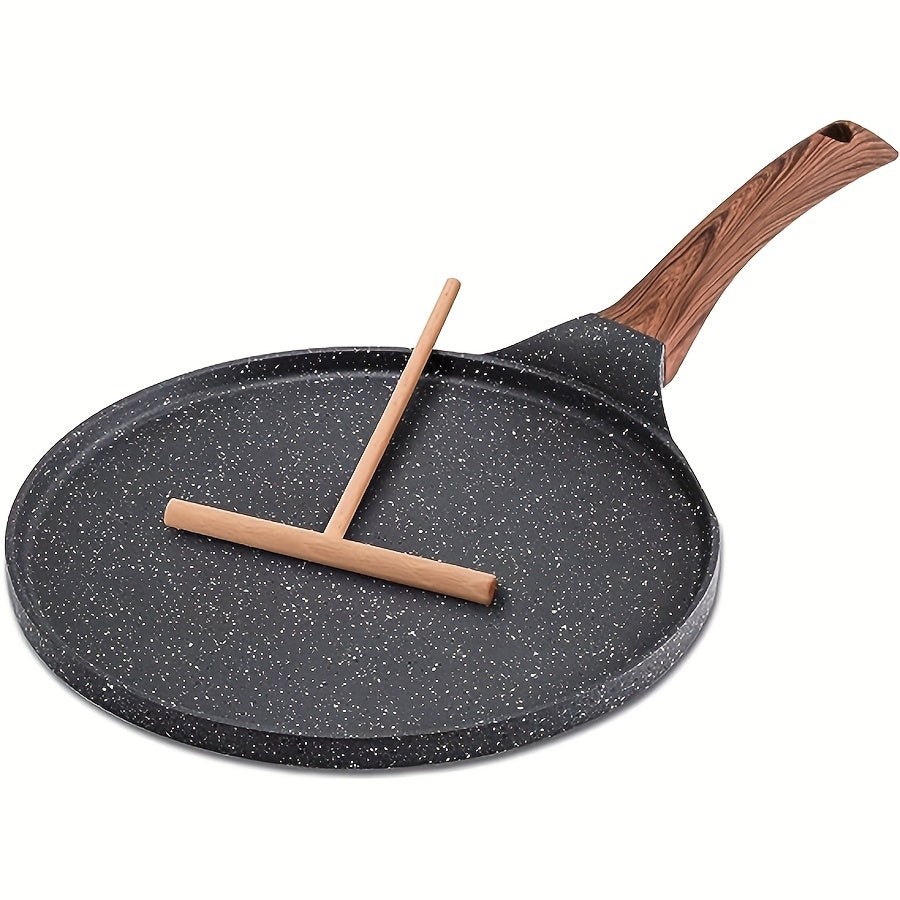 10-Inch Nonstick Crepe Pan with Swiss Granite Coating, Aluminum Pancake Skillet, Includes Stay-Cool Handle, Compatible with Induction Cooktops, Free of PFOA