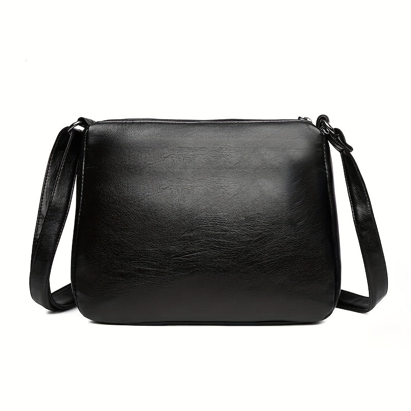 New crossbody shoulder bag with multiple layers and random zipper direction.