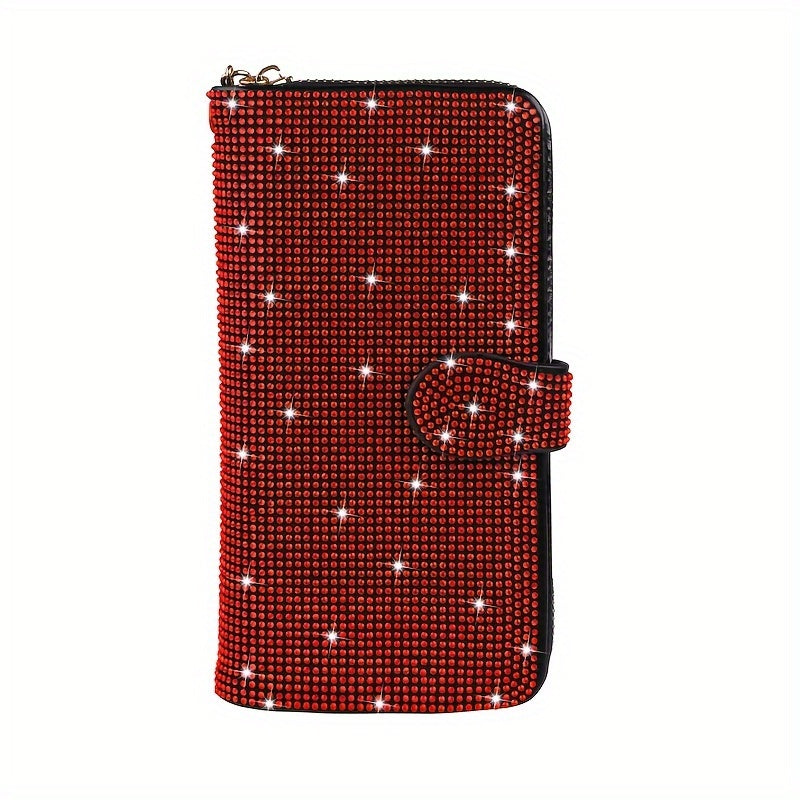 Rhinestone-Decorated Wallet with Large Capacity and Credit Card Holder