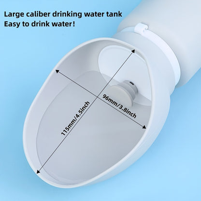 Portable dog water bottle with soft silicone foldable drinking dispenser and feeder bowl. Easy to clean and leak-proof design.