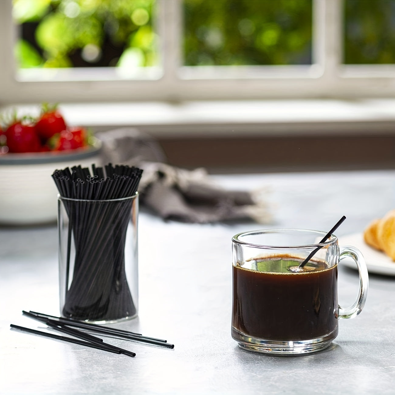 Black Disposable Plastic Sip Stir Sticks/Coffee & Cocktail Stirrers/Straws - 500 pieces, 12.7cm