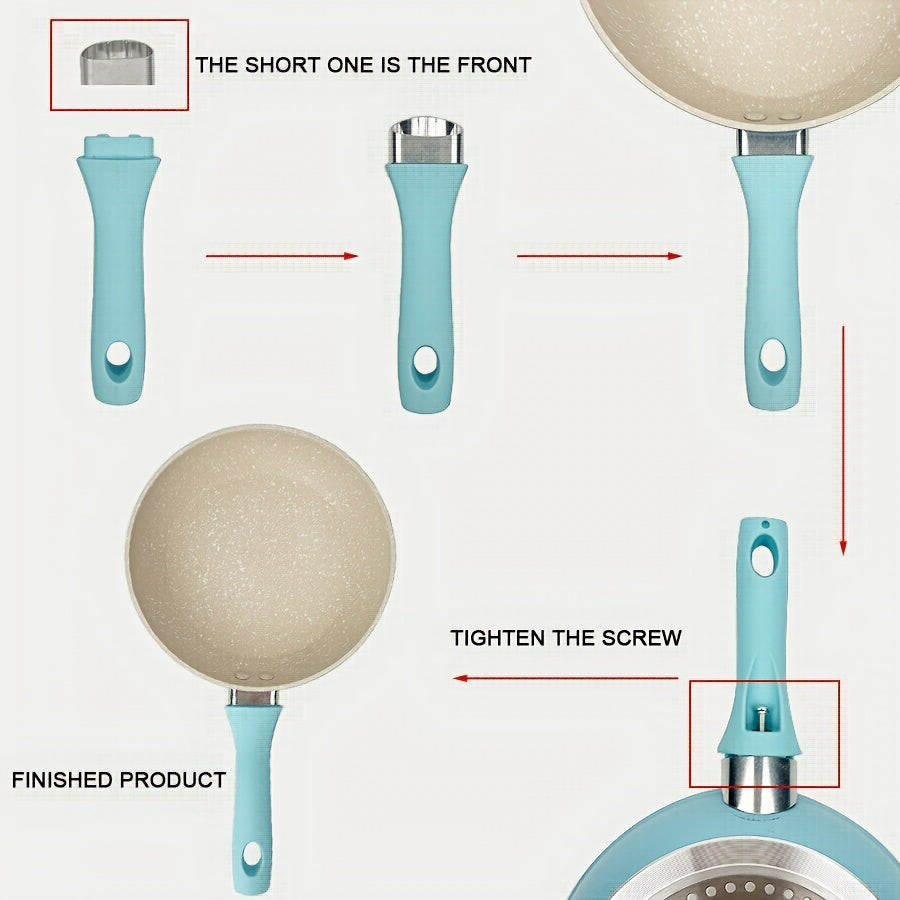 Non-Stick Egg-Frying Pan in Pink and Blue, with dimensions of 30.99cm x 18.54cm and a height of 3.56cm. Made of dishwasher-safe aluminum material.