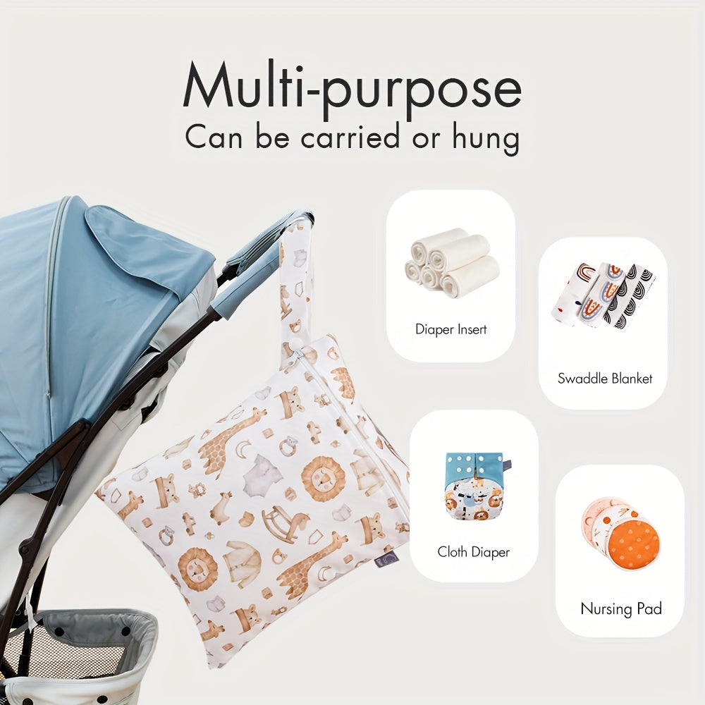 Set of 3 waterproof diaper bags for travel, featuring cute designs and portable storage. Includes a wash bag.