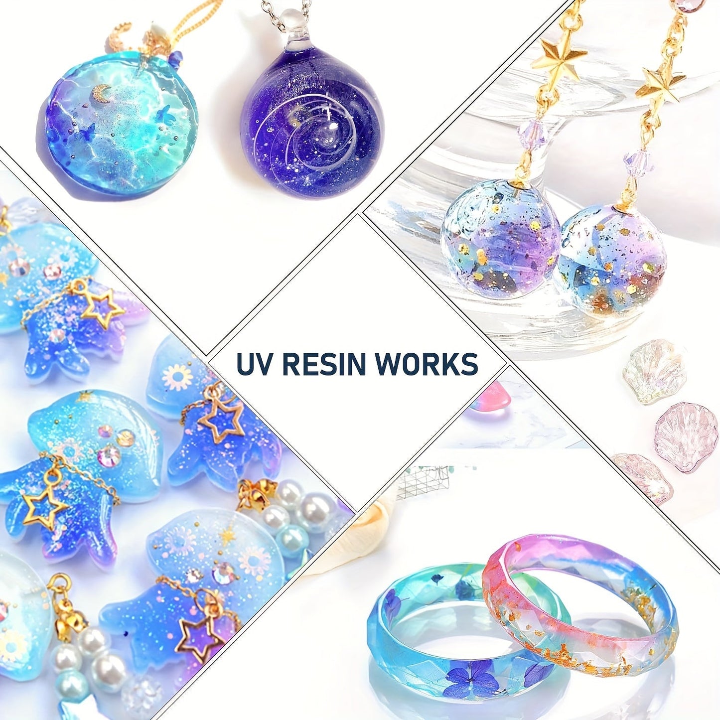 Upgrade your art and jewelry-making projects with this UV Resin Kit, available in 10g, 25g, 60g, and 100g sizes. The crystal clear hard UV curing premixed epoxy resin is perfect for beginners and comes with a lamp for easy curing. Get started on your