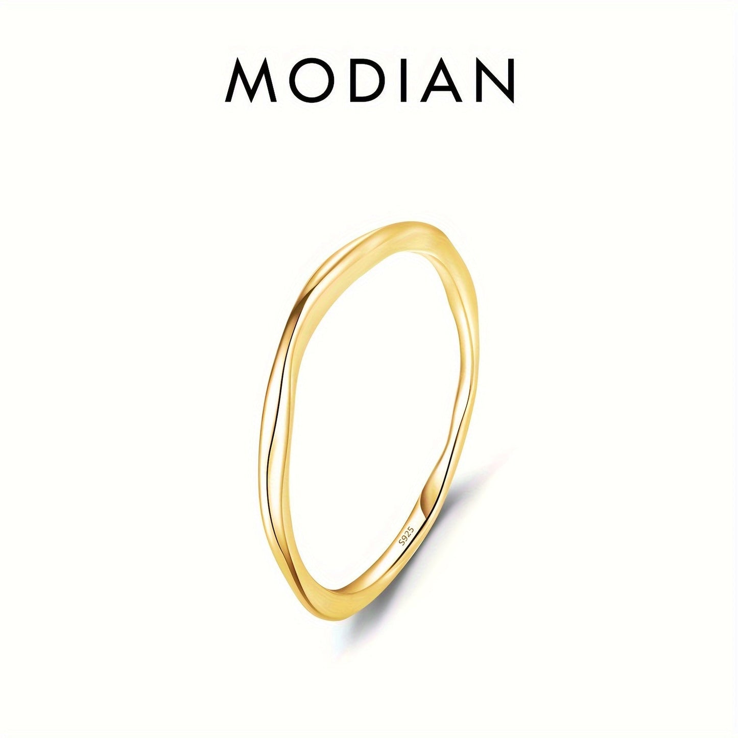 Golden Color Twisted Line Geometric Stackable Ring Set in 925 Sterling Silver, Elegant Fine Jewelry for Women, Perfect for Parties and Gift Giving