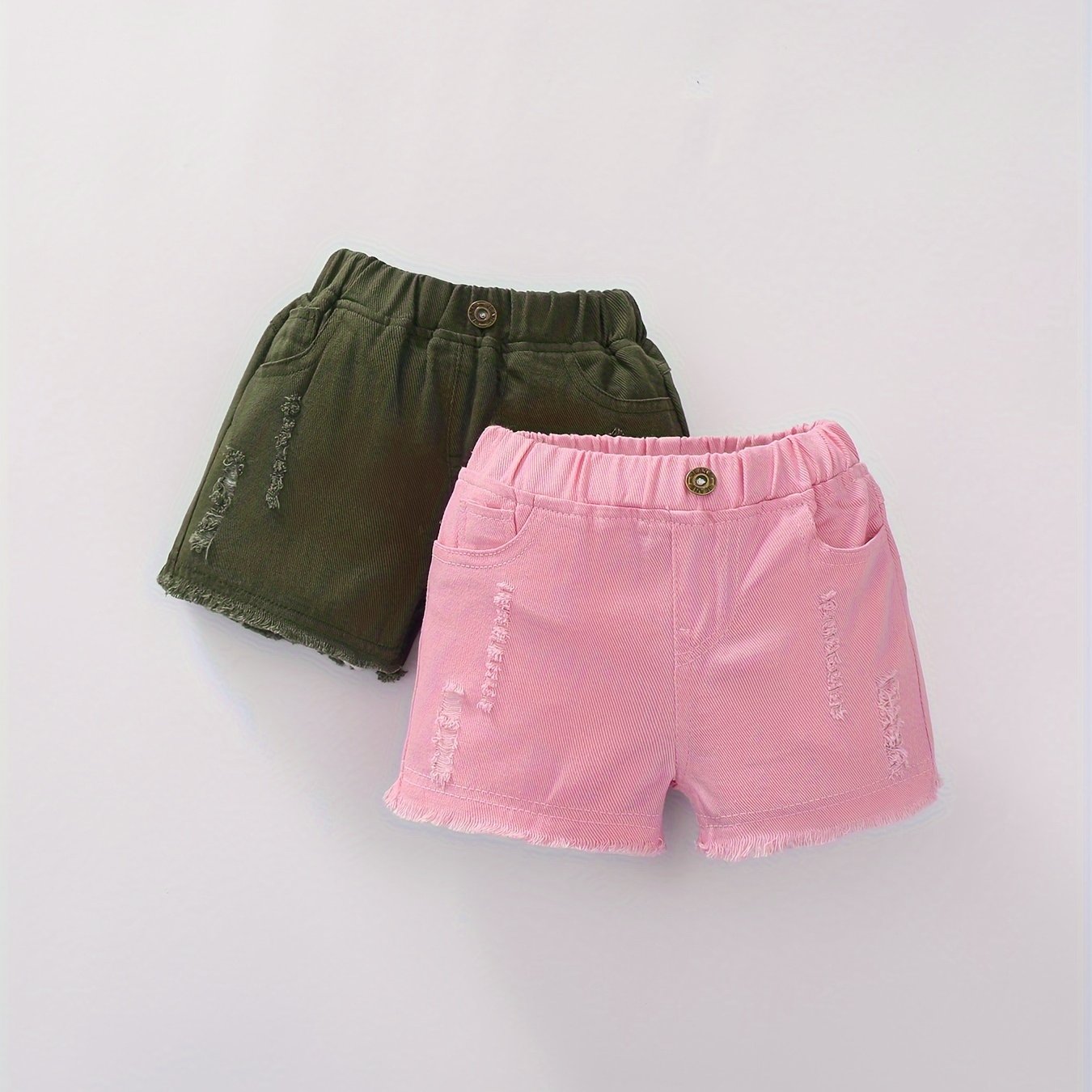 Colorful Cow Two-piece Set Girls' Casual Denim Shorts