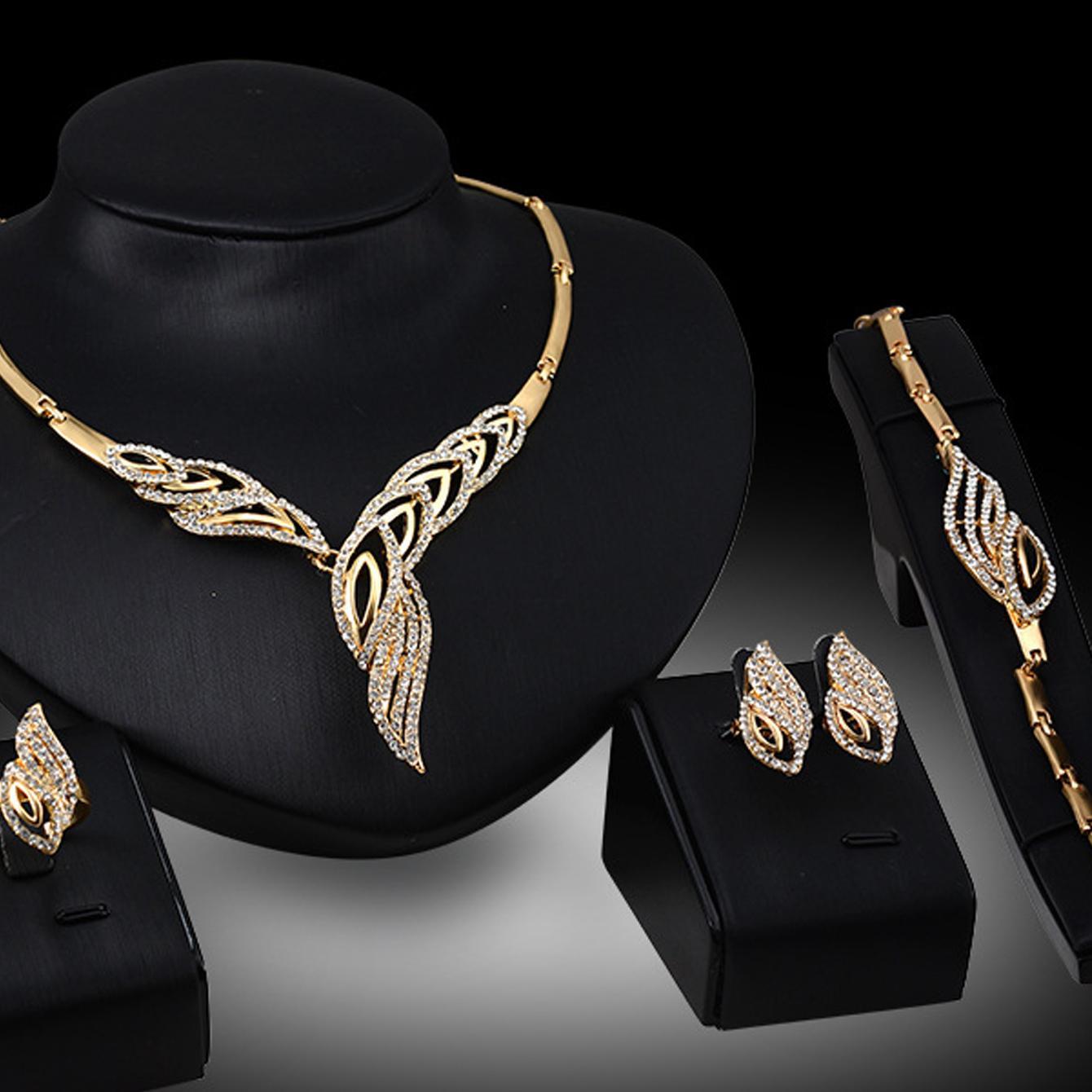 Set of exaggerated leaf jewelry for women's wedding decoration