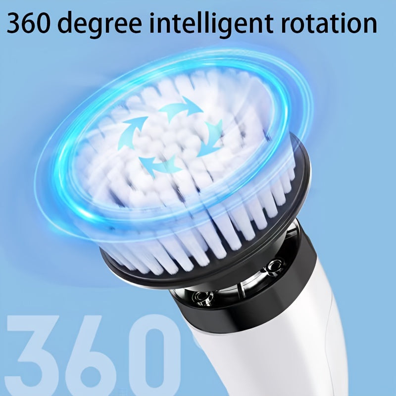 IAGREEA Electric Spin Scrubber 8 Brush Heads - Cordless Power Scrubber with USB Rechargeable, Adjustable Extension Handle, Digital Display, Medium Firmness for Efficient Cleaning in Bathroom, Kitchen, Toilet, Living Room, Car - Multipurpose Cleaning Tool