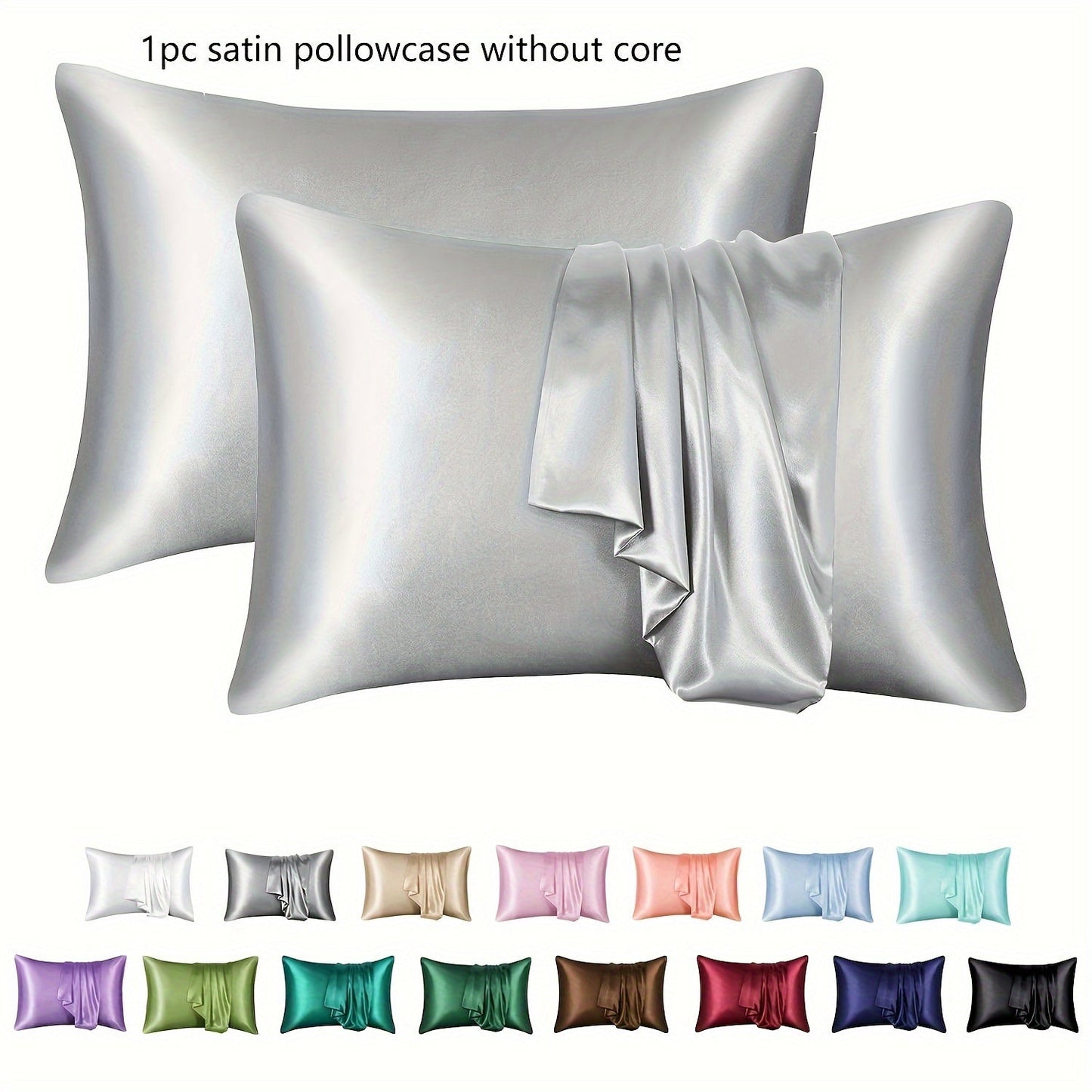 Purchase the luxurious Cool Soft Deluxe Satin pillowcases in black, measuring 50.8x76.2 cm. These pillowcases are designed specifically for hair and skin care. The set includes one Queen Size satin pillowcase with envelope closure, perfect for keeping