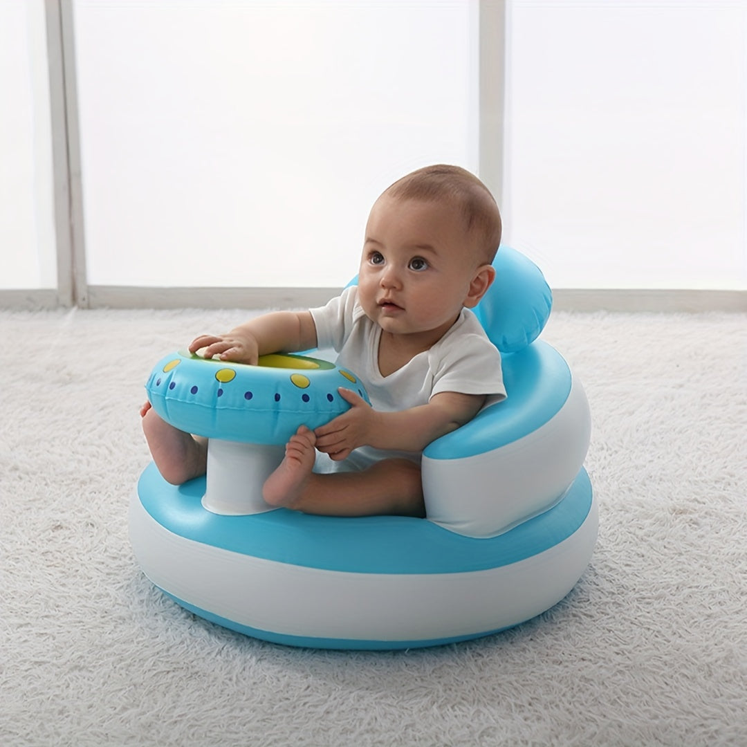 Inflatable Baby Chair by SUNGDOGIN with Integrated Air Pump, Made of PVC Material, Provides Comfortable Support for Toddlers 3 Months and Older, Ideal for Sitting and Playing During the Summer Months.