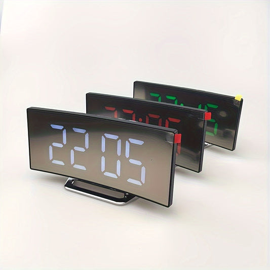 Multi-functional Quiet Alarm Clock - Can be used on the go or on a desk, powered by rechargeable battery or USB, modern design for nursery or home, color: black.