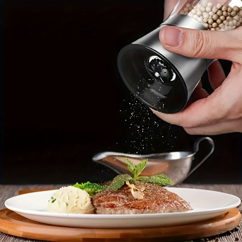 Practical Kitchen Gadget: Hand Grinder for Pepper, Salt, and Spices with Glass Storage Container