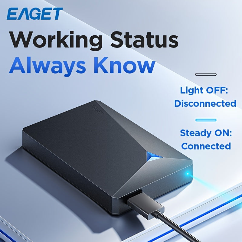 EAGET Высокоскоростной USB 3.0 Портативный Внешний Жесткий Диск с поддержкой UASP для ПК, PS4/5, Xbox, предварительно отформатированный в NTFS, доступен в различных размерах.