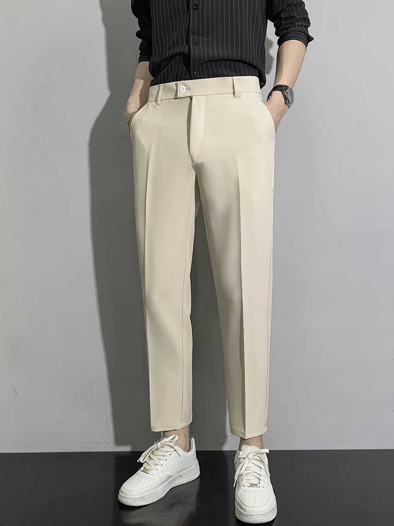 The new casual business-style trousers are sleek and stylish.