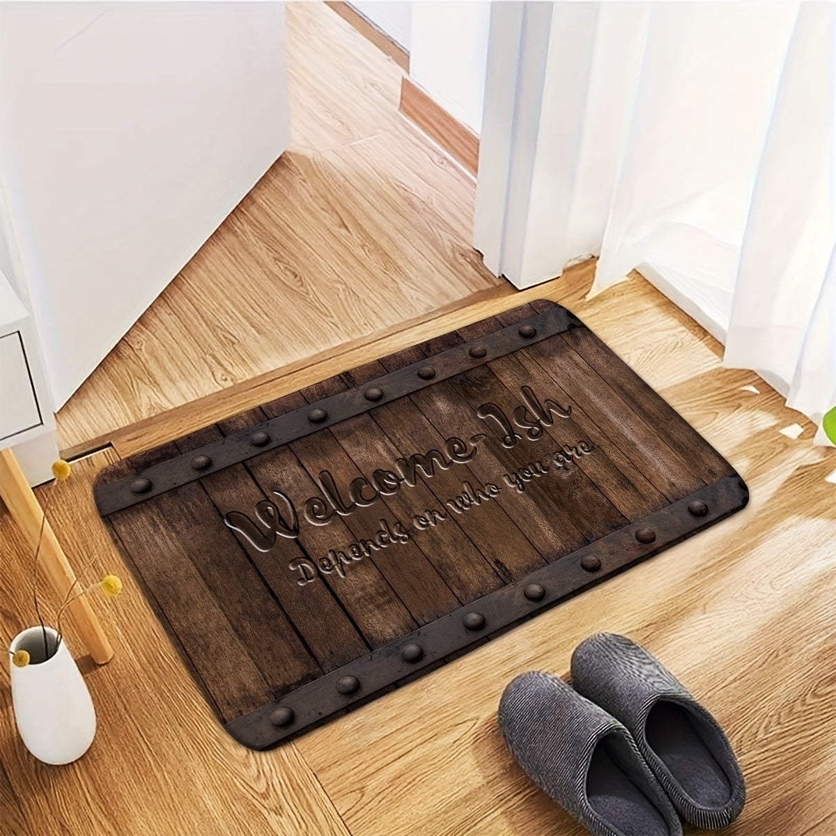 Rustic Welcome Mat - Anti-Slip, Easy to Clean Rug for Any Room - Stylish Farmhouse Design