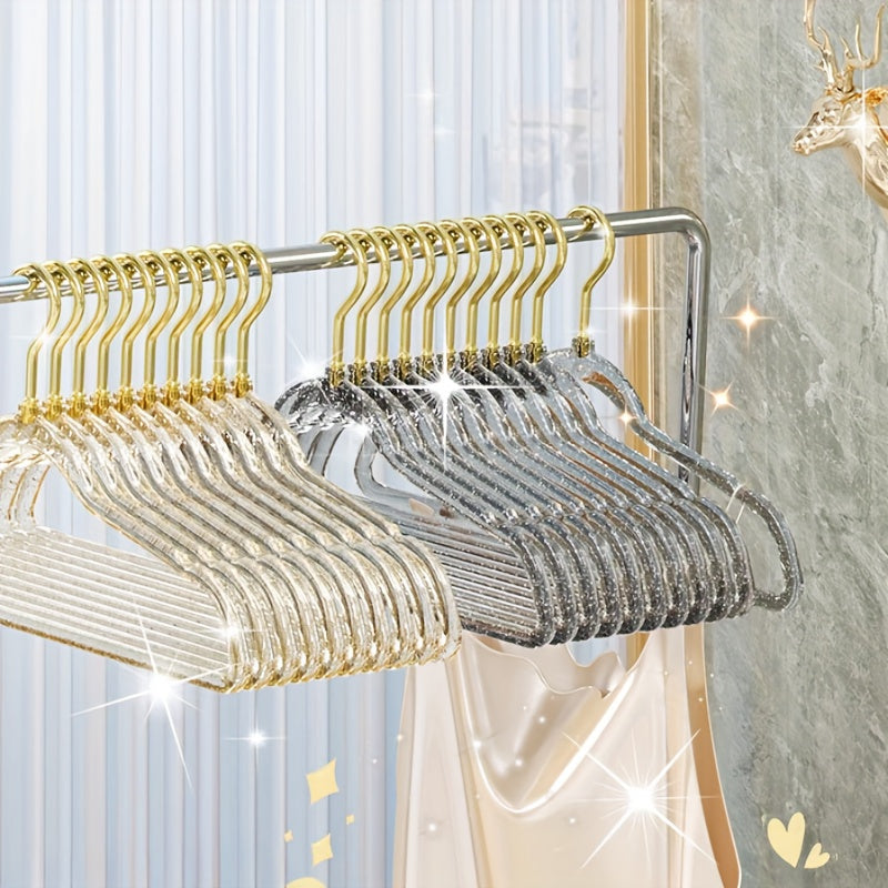 Clear Glitter Hanger with No Traces, Non-slip Design, Bulge-free, Ideal for Storing Clothes in the Bedroom or Home - Thickened Hanging Rack