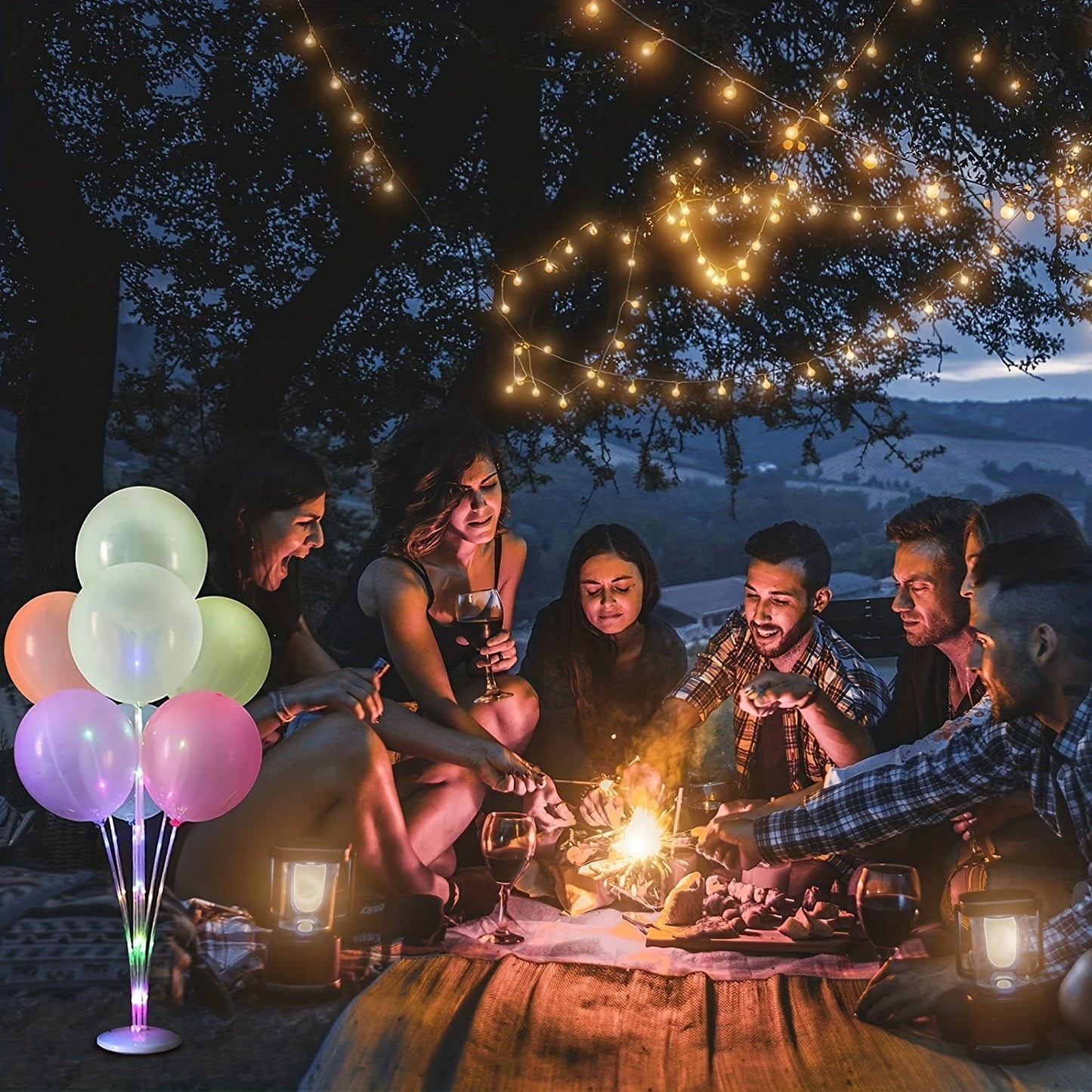 Lit Balloon Stand Kit - Ideal for Birthdays, Weddings, & Parties - Battery-Powered (AA), Batteries Not Included