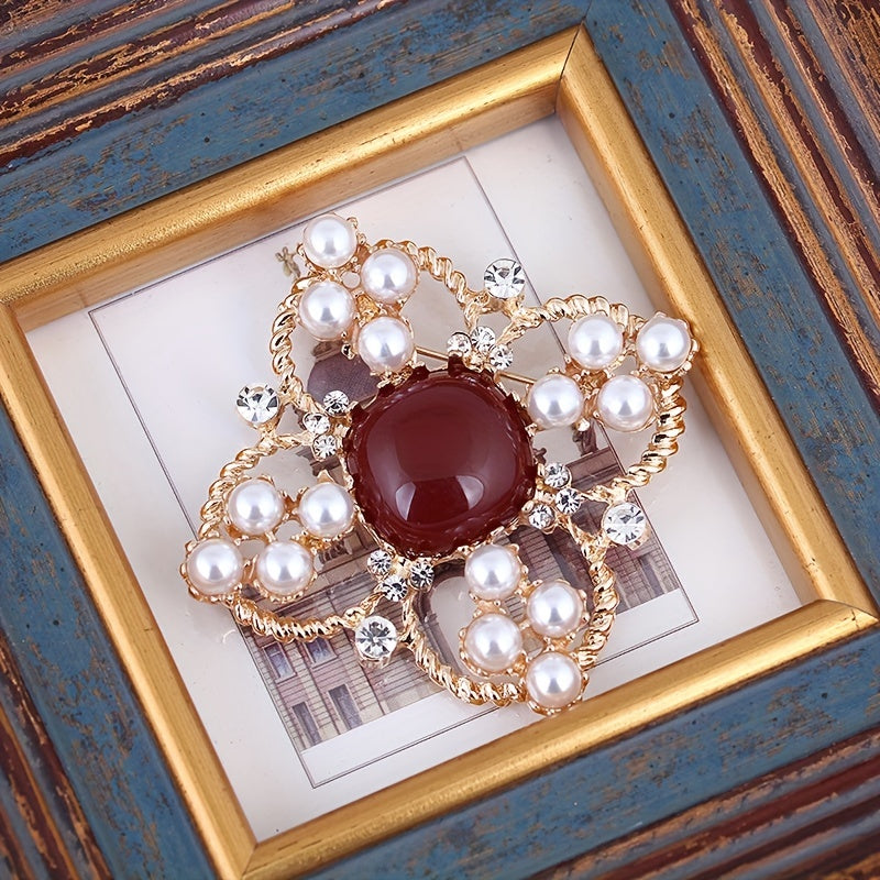 Stylish and elegant, this artistic Korean pearl and diamond brooch features a pin buckle and is the perfect addition to your large dress accessories collection. Complete your look with this fashionable shawl.