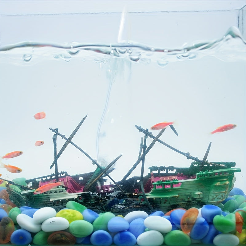 Aquarium landscape sinking boat decoration enhances oxygen levels.