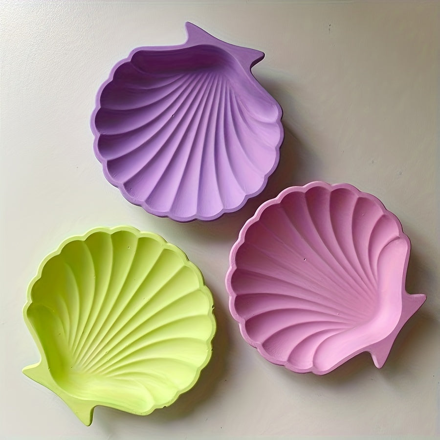 Ocean shell tray silicone mold for DIY plaster ornament storage.