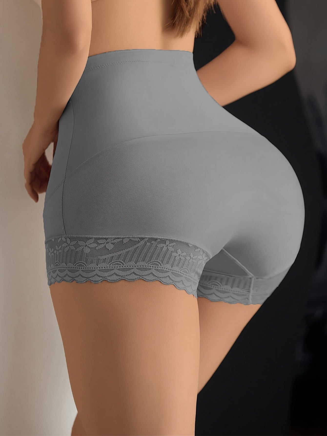 High-Waist Body Shaping Panties for Women with Lace Trim - Tummy Control, Breathable & Non-Rolling