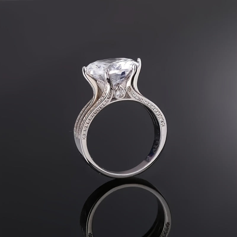 This exquisite 5.09/10.09ct Moissanite Engagement Ring features a stunning design in 925 Silver, complete with a GRA Certificate. Ideal for Valentine's Day, birthdays, or anniversaries, this ring makes a perfect gift for that special someone. With its