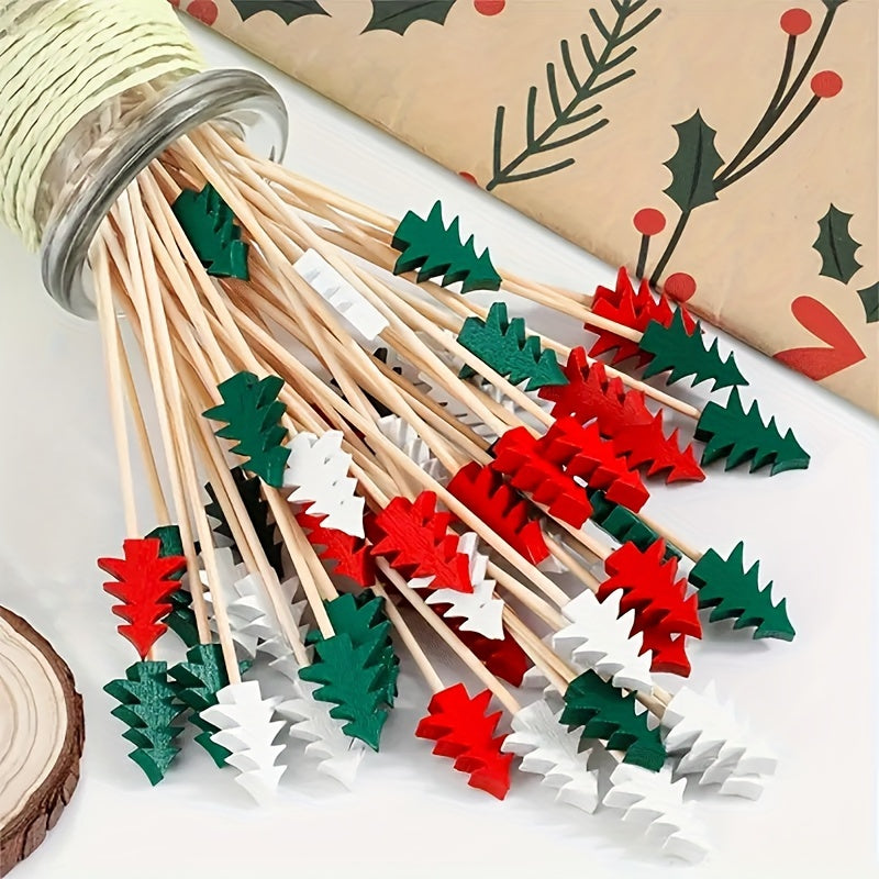 50/100 disposable bamboo picks for Christmas tree fruit, cocktails, art displays, and more.