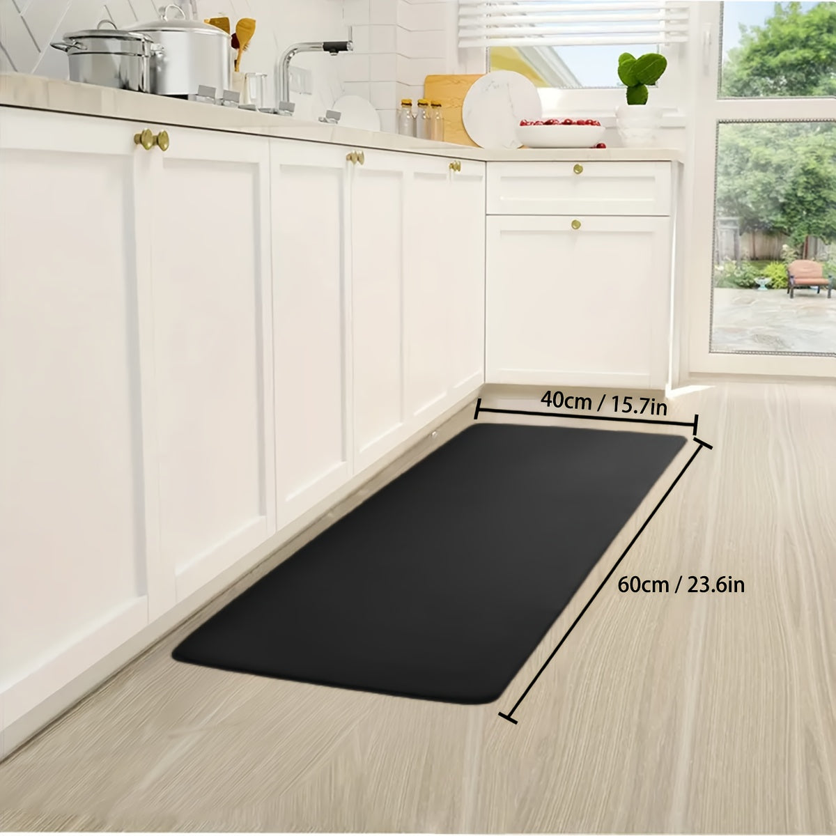 Polyester Kitchen Runner Mat with Absorbent Qualities - Non-Slip, Lightweight, Low Pile, Rectangular Shape, Easy to Hand Wash, Knit Weave Design with PVC Backing, Durable Flannel Floor Rug Ideal for Home Entrances Made by Machine Manufacturing