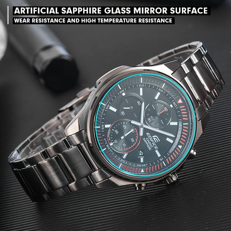 CASIO EDIFICE Men's Business Watch with Sapphire Mirror, Stainless Steel Band, Date & Stopwatch Features