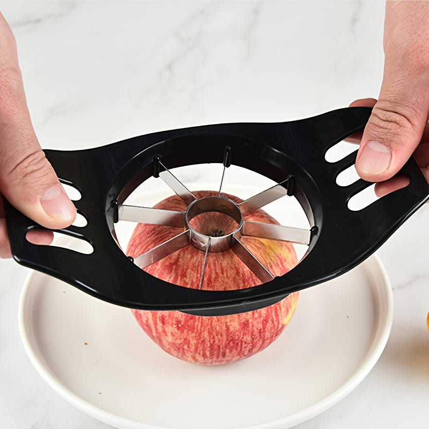 Apple Slicer and Corer made of durable stainless steel with uniform blades and ergonomic handle for perfectly sliced fruit.