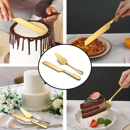 2-piece stainless steel cake serving set, perfect for birthdays, weddings, parties, and events.