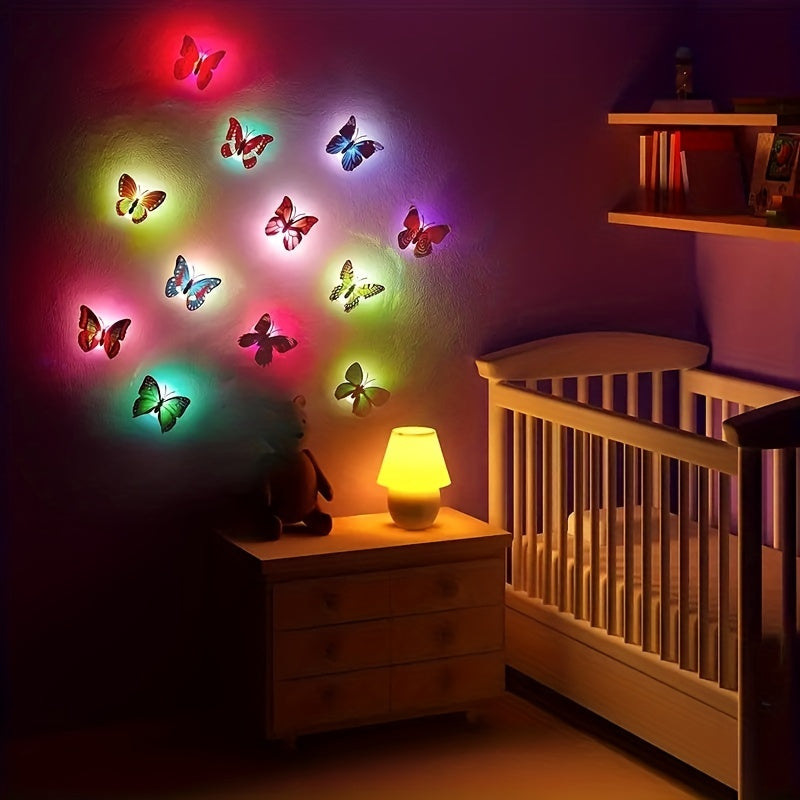 Vibrant 3D Butterfly LED Night Light - Ideal for Nursery, Garden, Backyard, and Party Decor, Battery Operated