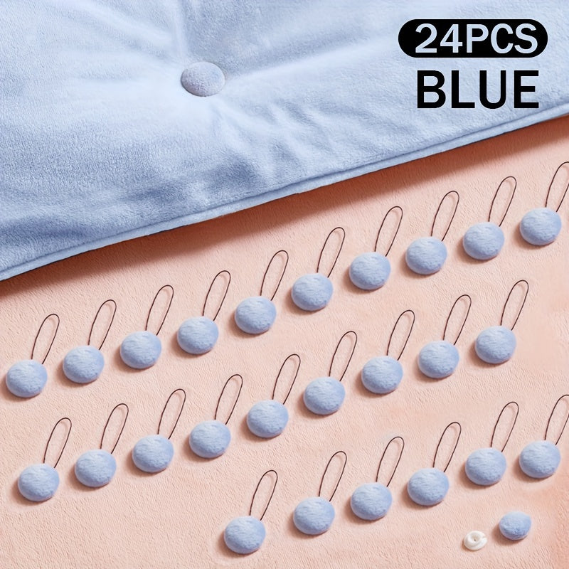 Mixed Color Pack of 6, 12, or 24 Invisible Bed Clips with Auxiliary Tool. These reusable bedding fasteners are designed to keep your bed covers in place and prevent slipping. Easy spot-clean care makes maintenance a breeze.