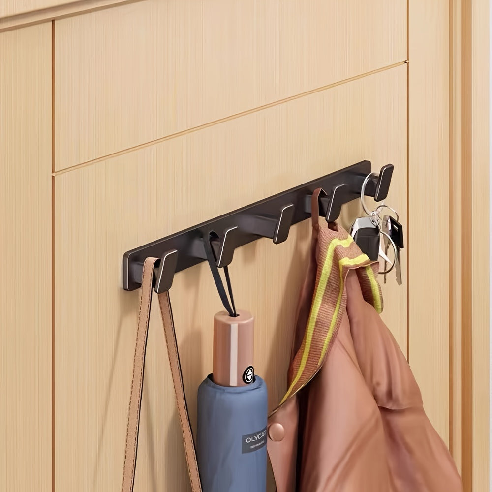 Aluminum wall hanging rack for coats, hats, keys, towels, wash supplies, and bath balls. Easy installation in bedroom, bathroom, or living room.