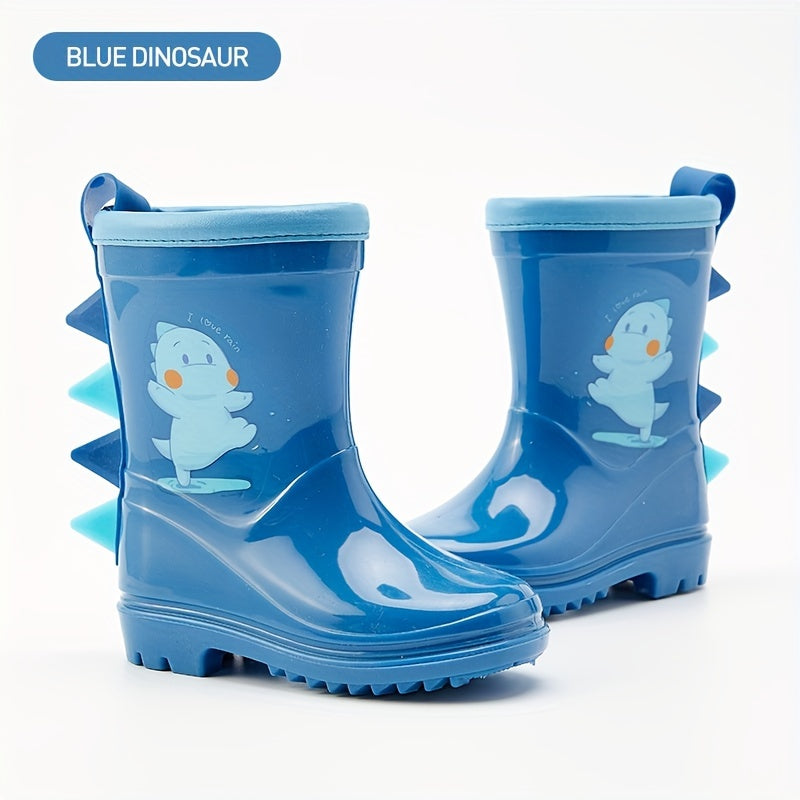 GentleChild Cute Dinosaur Kids' Rain Boots - Waterproof, Non-Slip for Ages 1-8, Ideal for outdoor play and beach adventures.