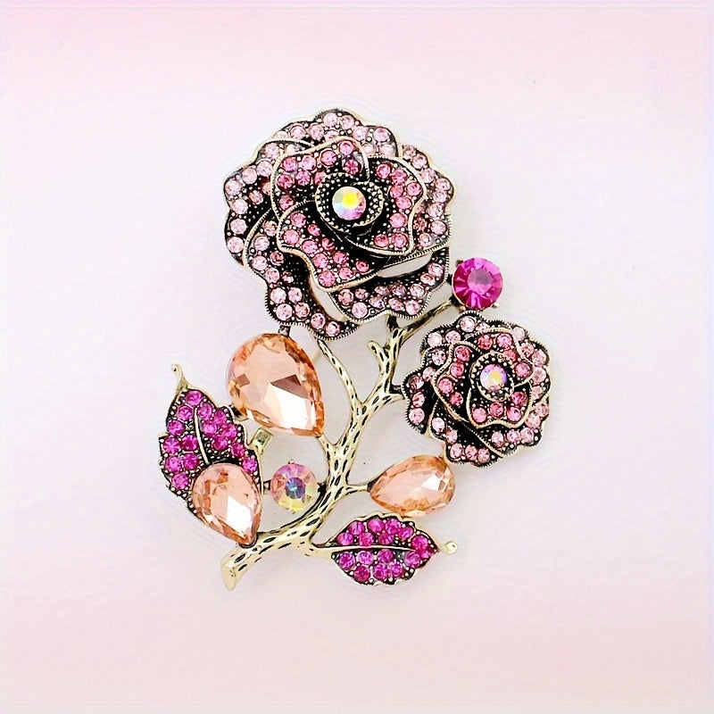 Exquisite Camellia Flower Brooch Set - Inspired by Vintage Elegance, Made with Luxurious Alloy, Ideal for Adding Charm to Sweaters & Coats, Perfect for Parties & Dinners