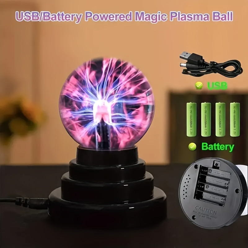 Plasma Ball Light, Handmade Glass Nebula, USB Powered, 36V, Easy Switch Control, Perfect for Living Room, Halloween, Parties, and Science Education, Batteries Not Included, Quantity: 1 Piece