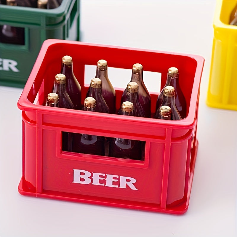 Retro 3D beer basket bottle opener magnet for soda and beer cans.