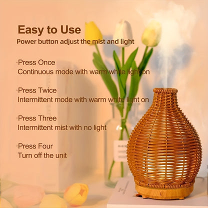 Improve sleep and relaxation with our Festive Wicker Humidifier. Enjoy moisture and aromatherapy wherever you go. Suitable for bedroom, office, travel, and makes a great gift.