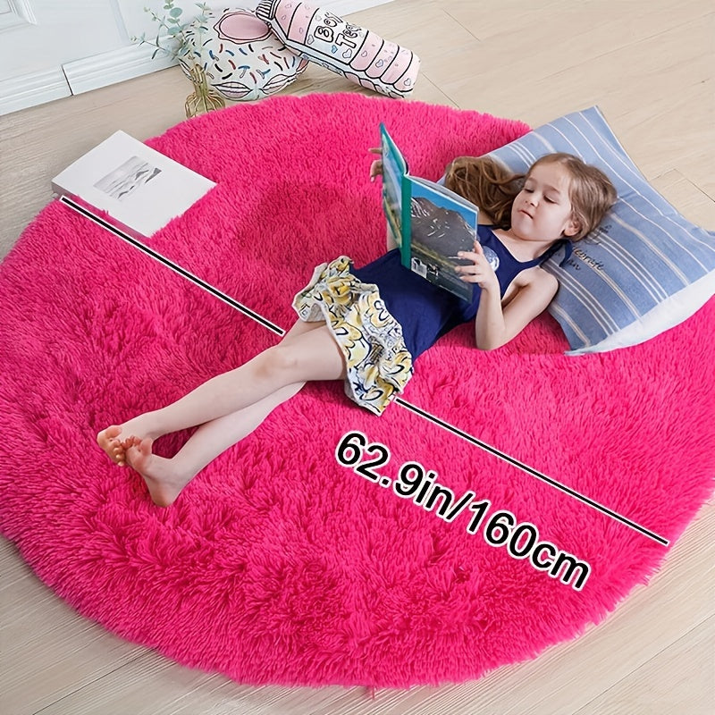 Round Large Ultra Soft Plush Rug - Non-slip and Waterproof Shaggy Throw Rug for Living Room, Bedroom, Nursery, Game Room, and Dormitory. Perfect Teenage Room Decoration - Room Decor (10.16cmX10.16cm)