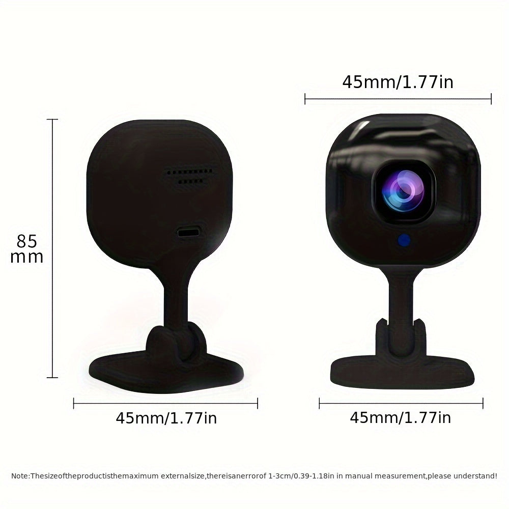 Home surveillance camera with wireless 2.4G WiFi connectivity, night vision, motion detection, instant alert capabilities, two-way audio, remote monitoring, and 480p video quality. USB powered for easy setup, designed for home and pet security, suitable