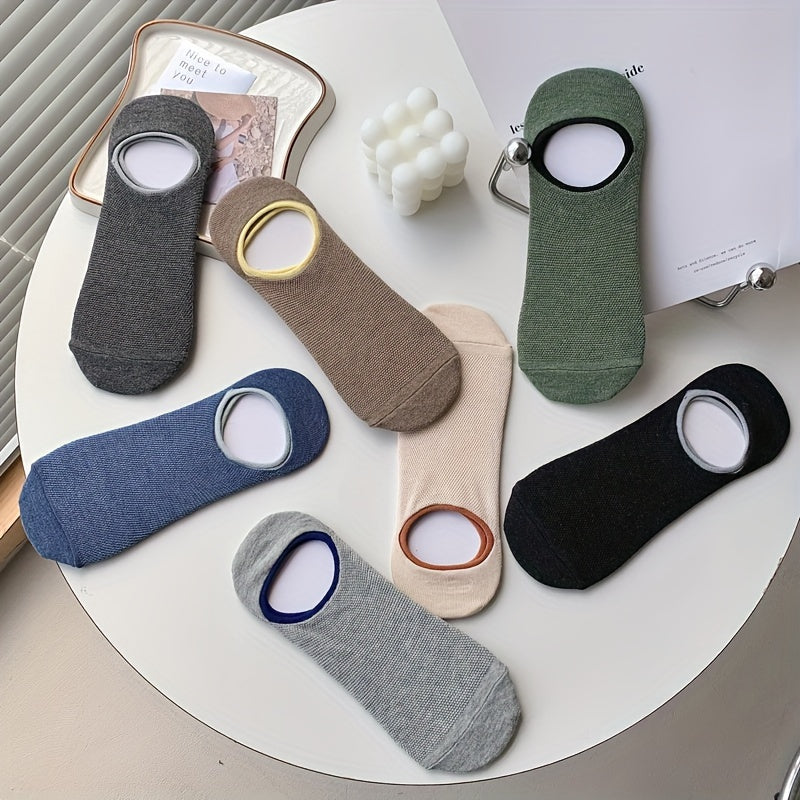 7 pairs of men's invisible socks with breathable low-top design and colorful cuffs