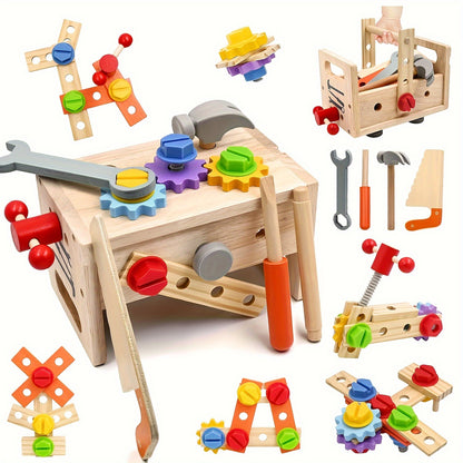 29-piece Wooden Tool Set for Kids with Storage Box - STEM Educational Toys for Ages 3-6, Ideal Birthday Gift for Winter or New Year.