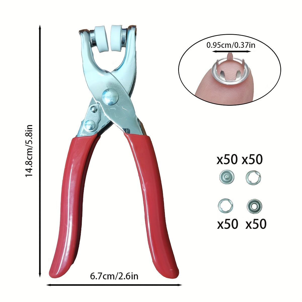 200 Metal Sewing Buttons + 1 Button Tightening Pliers Set - Easy DIY Clothing Installation Kit for Safe Fastening - Ideal for Making, Sewing, and Repairing.