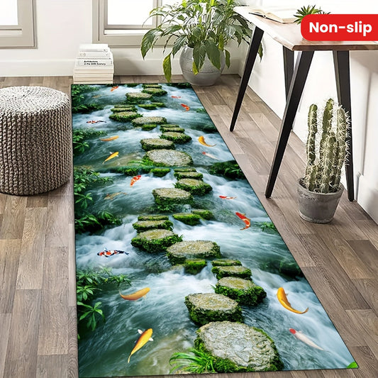 Durable and Easy-Clean Washable Runner Rugs for Corridors, Anti-Slip Kitchen Rugs, Non-Slip Door Mat Suitable for Home Entrances. Soft Crystal Pile Hallway Rugs for Dining and Living Rooms.