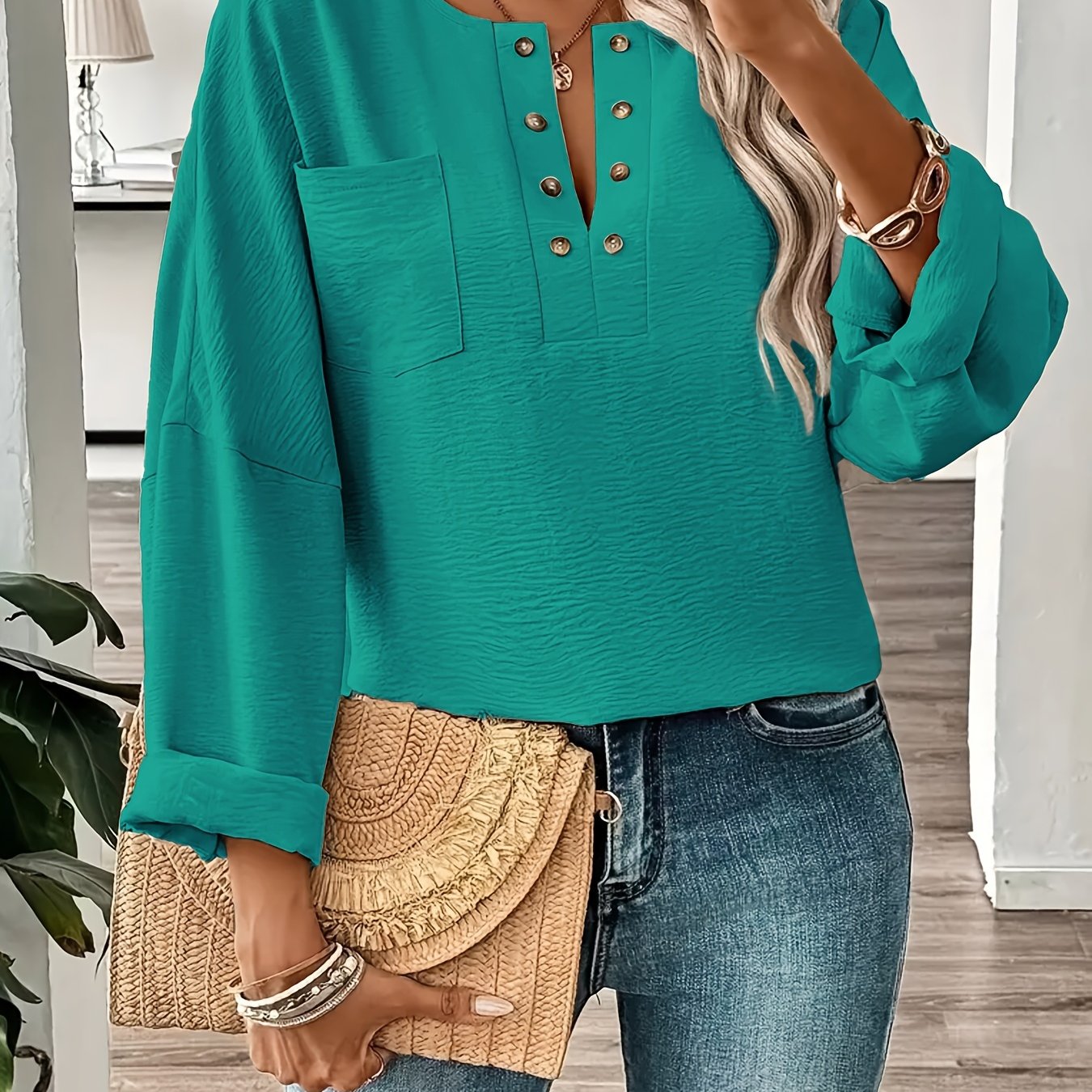 Spring and Autumn Large Size Women's Loose-Fitting Long Sleeve Shirt