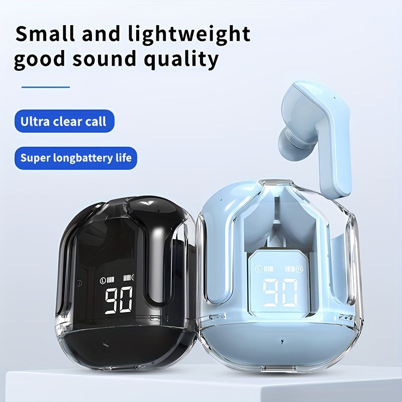 New Design Transparent Case TWS Wireless Earplugs with clear call sound quality. Humanized design with multiple color options. Suitable for games, music, calls. Features touch control, long